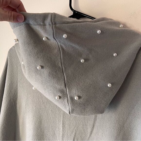 Attitudes by Renee Grey Pearl Embellished Hooded Sweater - Picture 8 of 9